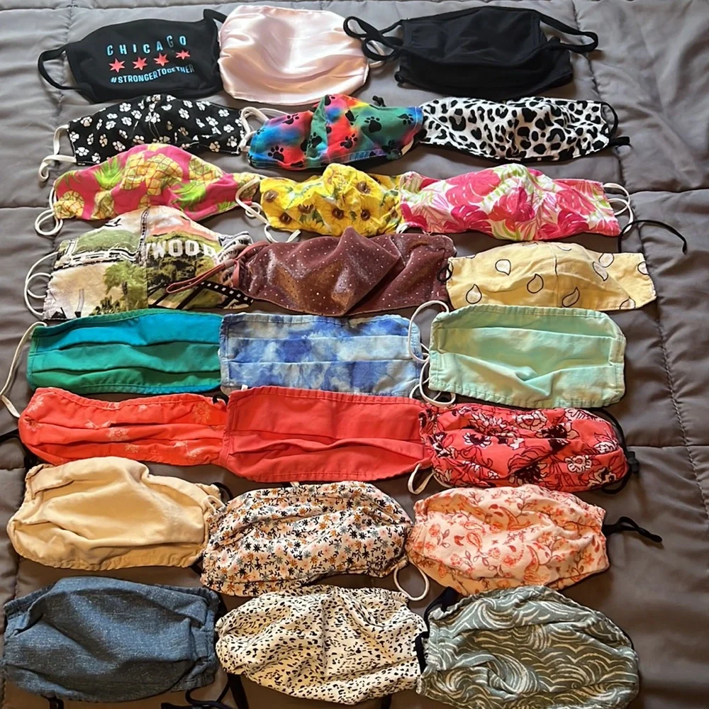 Bundle of 26 Women’s Face Masks Old Navy Hawaii Chicago Dog Paws Hollywood Print